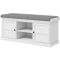 White MDF Shoe Storage Bench with Adjustable Shelves & Cushioned Seat - Hallway Organiser