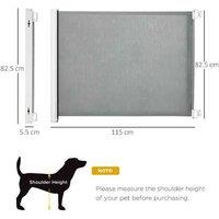 Retractable Dog Safety Gate - Heavy-Duty Room Divider - 115cm Wide, Grey