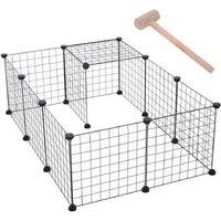 Modular Metal Small Pet Playpen Cage - Guinea Pig, Rabbit & Hamster Enclosure, 106x73x36cm, Black