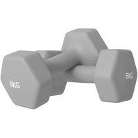 Hex Dumbbells Pair - 2 x 6kg, Grey, Non-Slip Grip, Home Gym Free Weights