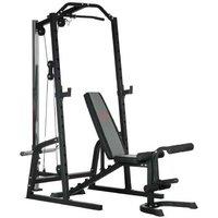 Smith Machine Multi-Gym Station with Adjustable Bench, Cable System & Heavy-Duty Steel Rack - 150kg Capacity, Home Fitness Equipment
