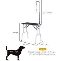 Folding Dog Grooming Table - Adjustable Arm, Non-Slip, Portable - For Small & Medium Breeds (81x48.5x80cm, 30kg Max)