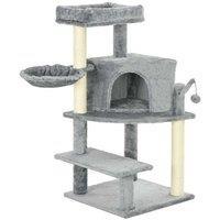 100cm Sisal Cat Tree Tower - Multi-Level Grey Activity Centre with Scratching Posts