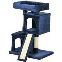 Sisal Cat Tree Activity Centre with 2 Plush Houses, Multi-Level Scratching Posts, Navy Blue