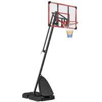 Adjustable Basketball Hoop Set for Outdoor Family Play, 2.4-2.9m Height, Red Base - Garden Sports Game