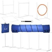 Dog Agility Training Set - 6-Piece Portable Kit with Tunnel, Jumps & Carry Bag for All Breeds