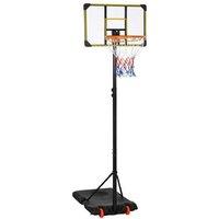 Adjustable Basketball Hoop Set - Portable Outdoor Sports Game, Yellow, Height 210-240cm, Ages 6-14