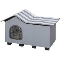 Weatherproof Outdoor Cat House with Plush Cushion & Elevated Base - Spacious, Durable Shelter