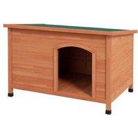 Large Wooden Outdoor Dog Kennel with Weatherproof Roof - Natural Finish, Ideal for Large Breeds