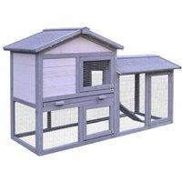 Two-Level Fir Wood Rabbit Hutch & Small Animal Cage - Easy Clean, Secure, Spacious
