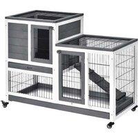 2-Tier Indoor Rabbit & Guinea Pig Hutch - Easy Clean, Portable, Secure Fir Wood Cage
