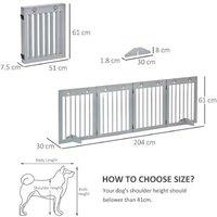 4-Panel Folding Dog Gate with Feet - Extra Wide, Foldable, Light Grey - Safety Barrier for Small & Medium Dogs