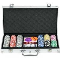 300PCS Poker Set - Casino Game Night Kit with Chips, Mat, 2 Decks, Dice & Dealer Button