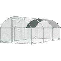 Galvanised Chicken Coop Hen House for Chickens, Ducks & Small Pets - Large Outdoor Run, Secure Lock, Weatherproof Cover, 12-18 Bird Capacity