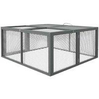Wooden Folding Rabbit Hutch & Guinea Pig Cage - Portable, Spacious, Easy-Access, Grey