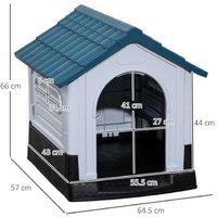 Outdoor Waterproof Dog Kennel House for Miniature Breeds, Raised Plastic Shelter, 64.5 x 57 x 66cm