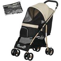 Oxford Dog Stroller with Rain Cover - Foldable, Safe & Portable for Small Breeds