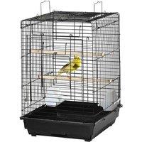 Bird Cage for Small Birds - Open Top, Easy-Clean Tray, Portable Black Steel Enclosure