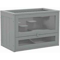 Hamster Cage - Multi-Level Small Pet House, 60x35x42cm, Easy Clean & Ventilated - Grey