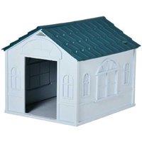 Weatherproof Plastic Dog Kennel - Medium Breed, Easy-Clean, Blue Outdoor Shelter