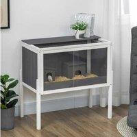 Hamster Cage for Small Pets - Spacious Wooden Habitat with Shelf & Huts, 824581cm, Easy-Access Acrylic Doors - Dark Grey