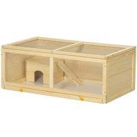 Hamster Cage for Syrian & Dwarf Hamsters - Easy Clean Tray, Open Top, Wooden Small Pet Habitat