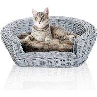 Luxury Rattan Dog Bed - Small Breeds, Orthopaedic Comfort, Washable Cushion, 57x46x17.5cm