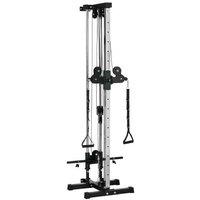 Wall-Mount Adjustable Cable Pulley Machine - 15-Level, Heavy-Duty Steel, Compact Home Gym Station (100kg Max Load)
