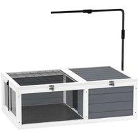 Tortoise Table Enclosure for Small Pets - Easy Clean, Adjustable Lamp, Grey Wood