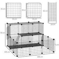 2-Level Small Pet Playpen Cage - Guinea Pig, Rabbit, Hamster, Chinchilla - Portable & Customisable Black Enclosure