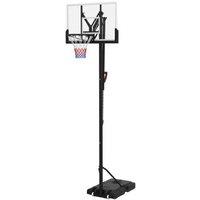 6-Level Adjustable Basketball Hoop Stand with Wheels - Steel Frame, Shatterproof Backboard, Height 2.35-3.05m