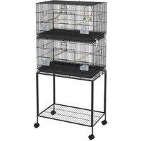 Two-Tier Small Bird Cage with Stand & Wheels - Spacious, Easy-Clean Aviary for Parakeets & Finches