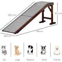 Non-Slip Dog Ramp - Heavy-Duty Pine, Anti-Slip Carpet, Large Breed Friendly - Brown/Grey