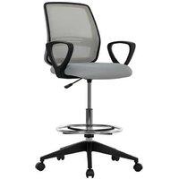 Ergonomic Mesh Draughtsman Office Chair with Adjustable Height & Footrest - Light Grey, 100-120cm