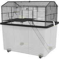 2-Tier Hamster & Gerbil Cage - Deep Base, Easy Clean, Portable Wheels