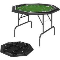 Ergonomic 8-Player Folding Poker Table - Octagon with Padded Edge & Cup Holders