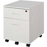 Lockable White 2-Drawer Filing Cabinet - Compact Office Storage, Particle Board, Mobile
