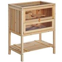 3-Tier Hamster Cage for Small Pets - Fir Wood, Elevated, Easy Clean