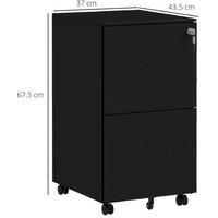 Steel Mobile 2-Drawer Filing Cabinet - Lockable, Hanging Bar, Heavy-Duty Office Storage