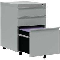Metal 3-Drawer Lockable Filing Cabinet - Grey - Anti-Tilt, Mobile, A4/Letter Storage