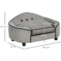 Luxury Dog Sofa Bed - Removable Cushion, Sturdy Wood Frame, Small Breeds, Modern Grey 664535cm