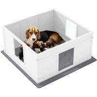 Whelping Box for Medium Dogs - Adjustable Entry, Waterproof Pad, Indoor Puppy Pen (10096cm)