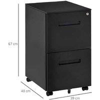 67cm Metal File Cabinet - Lockable, Vertical Storage, A4 Partition - Black Office Drawer