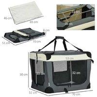 Foldable Dog Travel Carrier - Portable Soft Crate, Small Breeds, 70cm, Grey