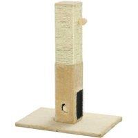 Jute Cat Scratching Post Tree with Carpet Base & Interactive Hanging Toy - 79cm, Beige