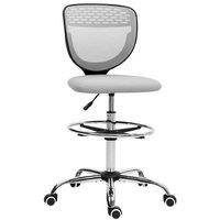 Ergonomic Draughtsman Office Chair with Wheels, Adjustable Height 68-88cm - Light Grey Mesh