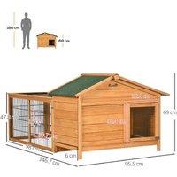 Large Rabbit Hutch & Guinea Pig Cage - Outdoor Wooden Run, Easy Clean, Weather-Resistant, Golden Red