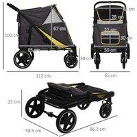 Foldable Dog Stroller - Shock Absorber, Mesh, Large Breed, Heavy-Duty - Dark Grey