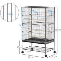Large Bird Cage for Small Birds - Easy Clean, Rolling Stand, Spacious Dark Grey Enclosure