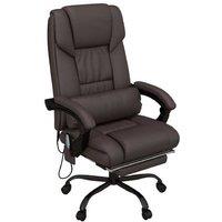 6-Point PU Massage Ergonomic Office Chair with Reclining Back, Footrest & Remote - Faux Leather, Adjustable Height